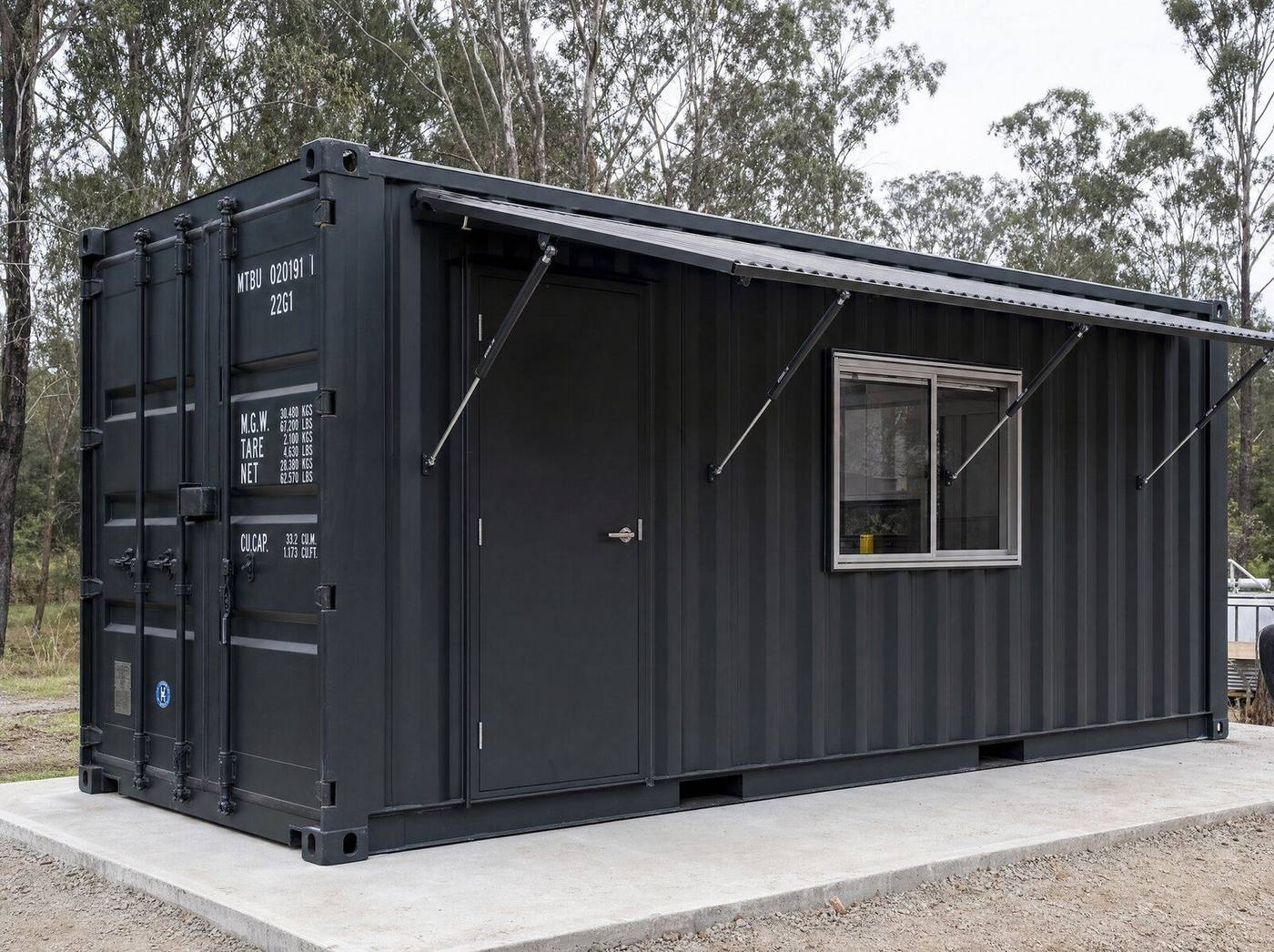 Site office with shade awning