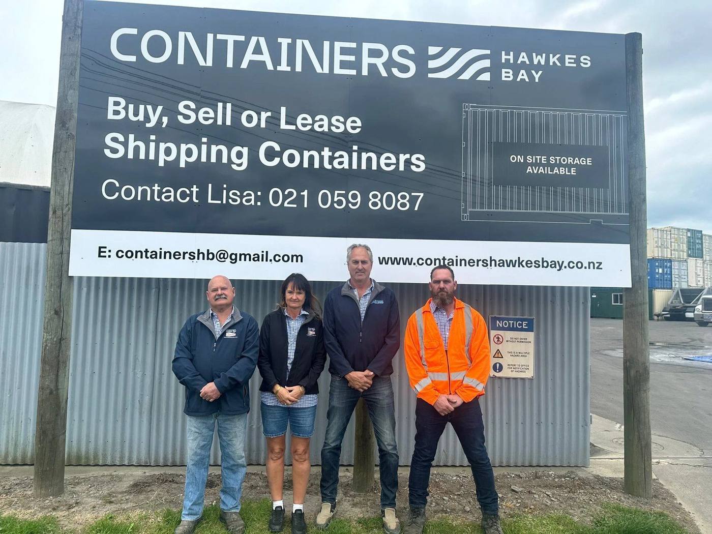 The Containers Hawke's Bay family team at the Onekawa yard in Napier